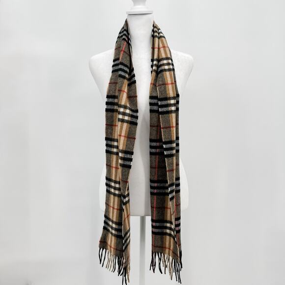 Burberry Scarf Cashmere Nova Check Black Plaid Beige Brown Winter Authentic - Picture 3 of 8